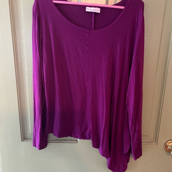 Bryn Walker Asymmetrical Long Sleeve Tunic Top M fuchsia micromodal - Picture 1 of 7